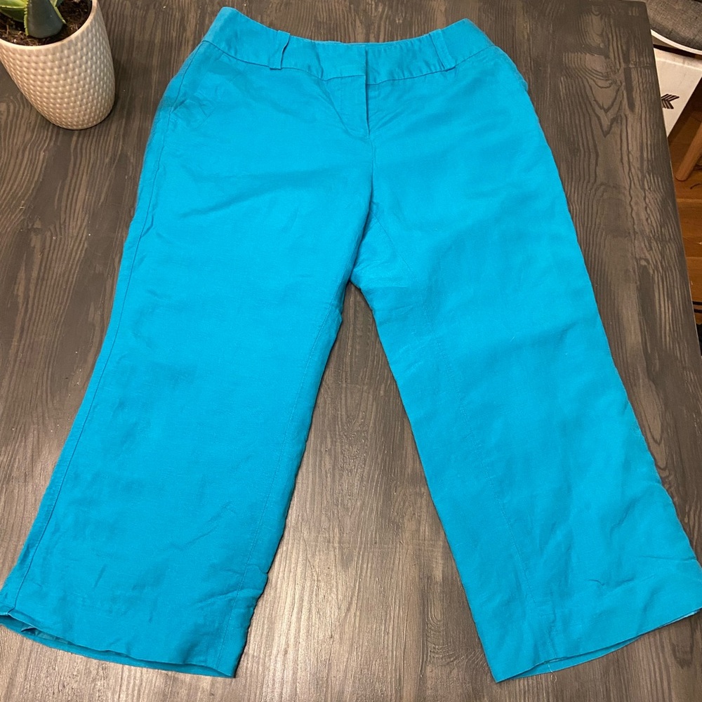Bright blue linen pants